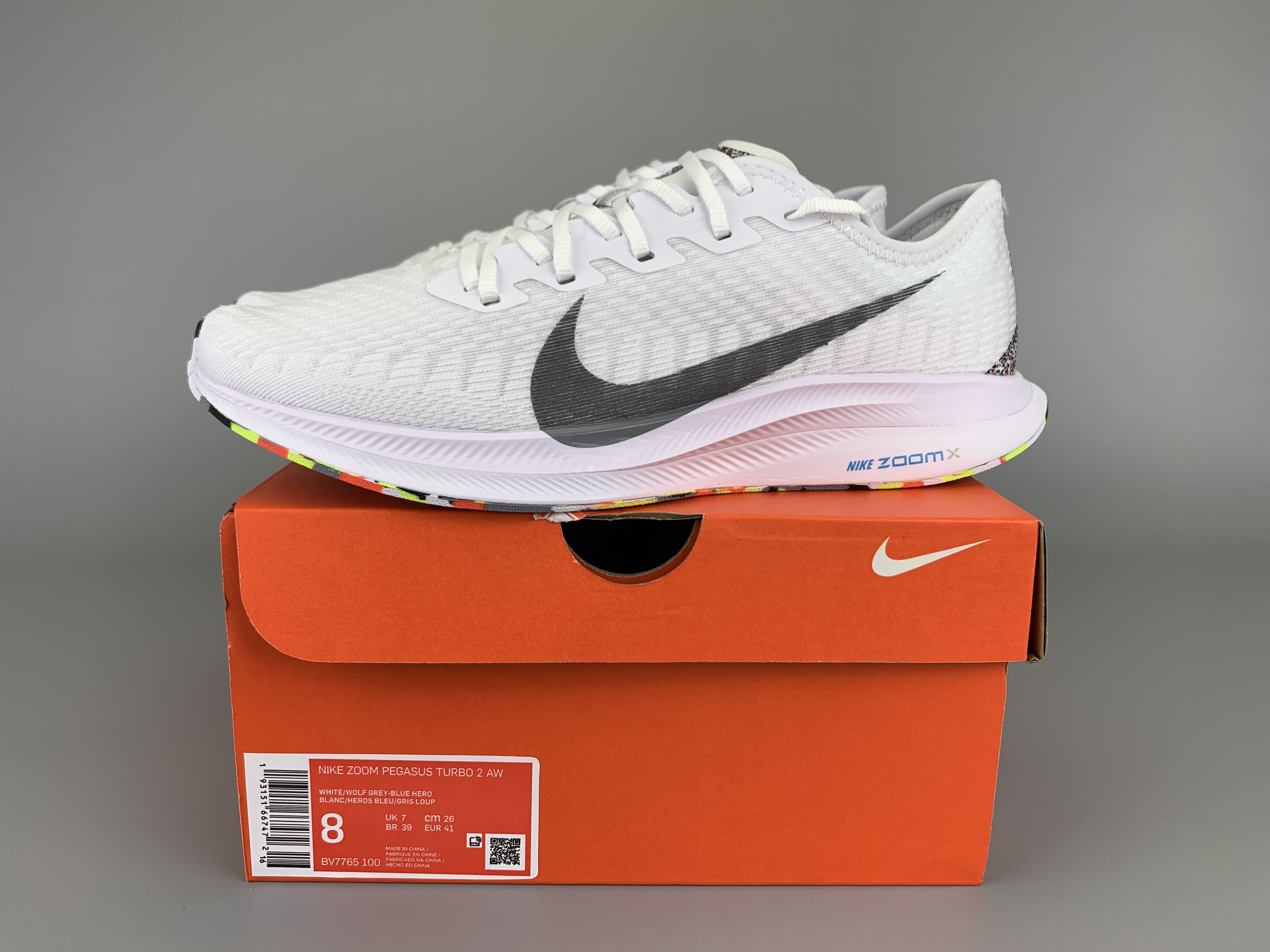 2020 Nike Zoom Pegasus Turbo 2 White Black Rainbow Running Shoes